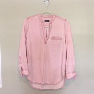 TENCEL vintage wash rose pink boyfriend popover